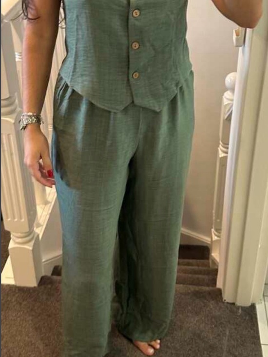 Source Unknown Pants - Source Unknown Olive-Green Wide Leg Pants